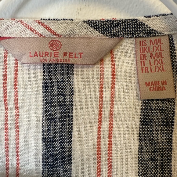 Laurie Felt Linen Blend Open Front Cardigan Flutter Sleeve Women’s Size M/L - Picture 9 of 10